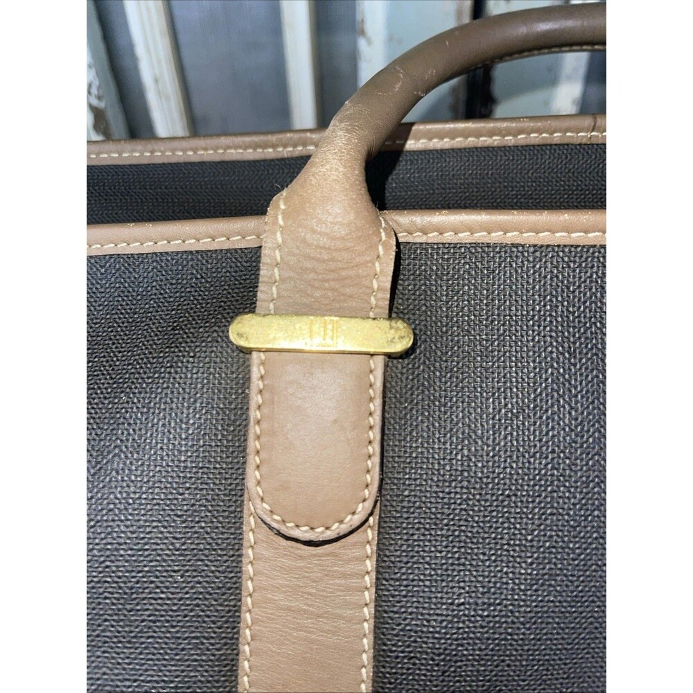 Dunhill Boston Travel Weekender Duffle Bag Coated Canvas Brown Leather Trim - Picture 2 of 12